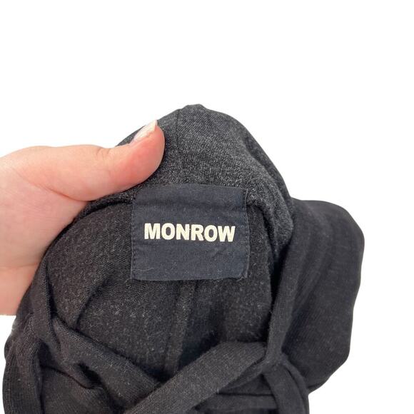 Monrow Black Lace-Up Neckline Hooded Flared Sleeve Sweatshirt Size XS - Picture 9 of 10